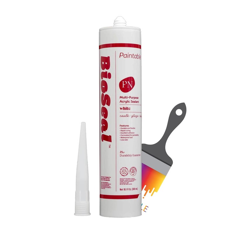 ZERED White BioSeal All Purpose Acrylic Latex Silicone Caulk -PAINTABLE- White Silicone Caulk 10.1oz Tube (25) - Image 2